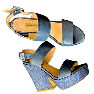 Gianni Marra blue and metallic platform sandals 37